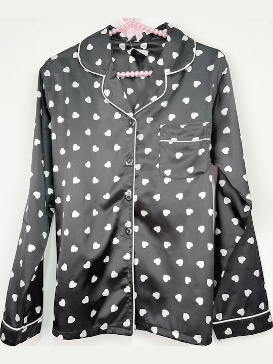 Topaki Topaki Damen Schlafanzug & Pyjamas Winter Set Schwarz
