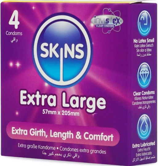 Skins Презервативи Extra Large Premium 4 бр 57 мм Natural