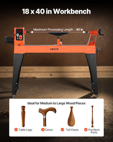 Vevor Mini mașină de strung LSMGCC24K2HP1VAJLV2 cu Putere 1.5kW