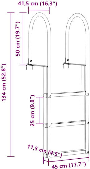 vidaXL 3 Steps Boat Ladder