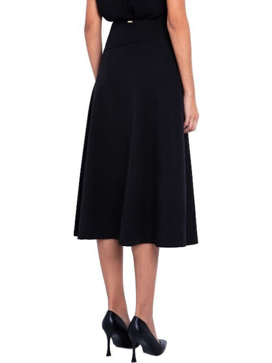 Hoch tailliert Midi Rock Black
