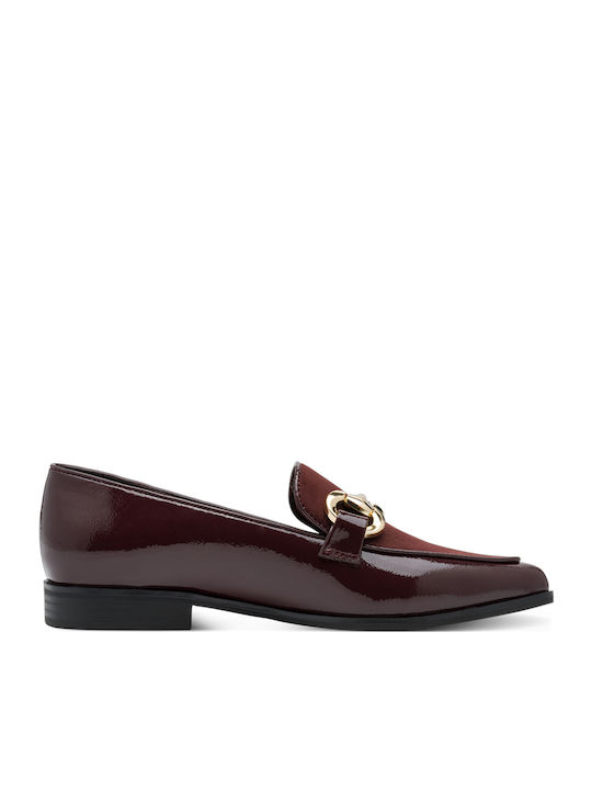 Patent Leather Women's Loafers in Burgundy Color