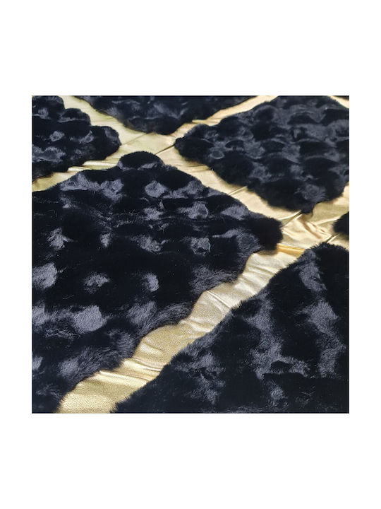 Χαλί Ορθογώνιο Γούνινο Μαύρο-χρυσό 160x220cm