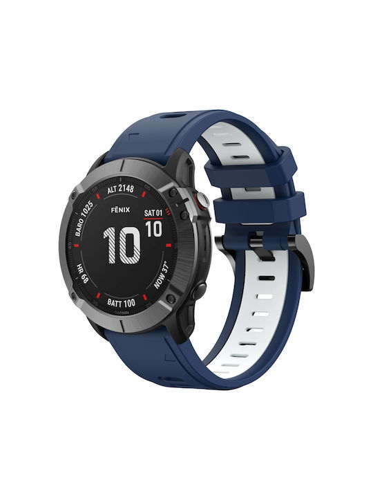 Garmin Fenix 6 Gps 22mm Δίχρωμο Αθλητικό Λουράκι Σιλικόνης Ρολόι Μεσάνυχτα Μπλε + Λευκό Garmin Fenix 6 Gps 22mm Δίχρωμο Αθλητικό Λουράκι Σιλικόνης Ρολόι Μεσάνυχτα Μπλε + Λευκό