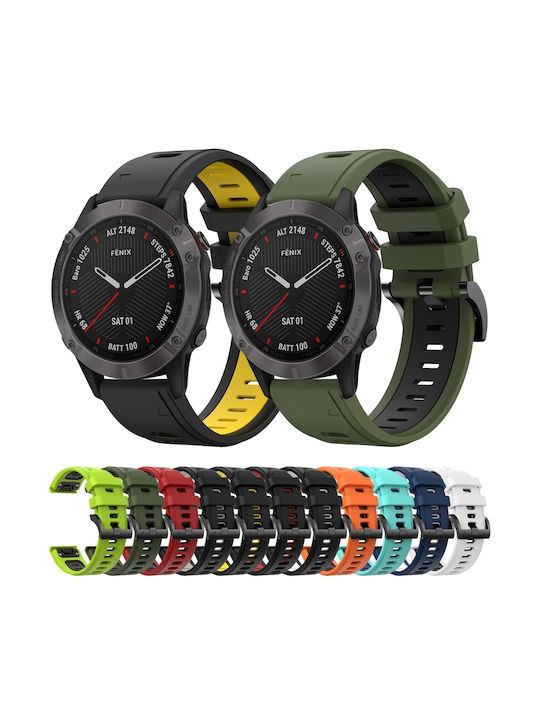 Garmin Fenix 6 Sapphire GPS 22mm Two-Tone Sports Silicone Watch Strap White+Black