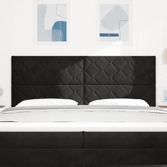 vidaXL Bett Kopfteil aus Stoff Black Velvet-Black Metal 200cm