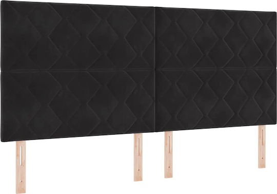 vidaXL Bett Kopfteil aus Stoff Black Velvet-Black Metal 200cm