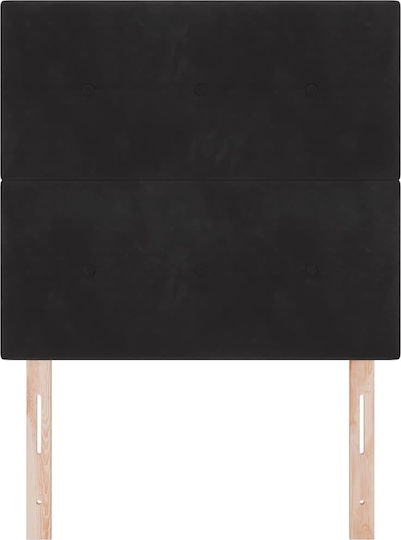 vidaXL LED Табла за Легло Текстилна Черна 100x88cm