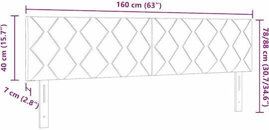 vidaXL Табла за легло Текстил Dark Gray 160см