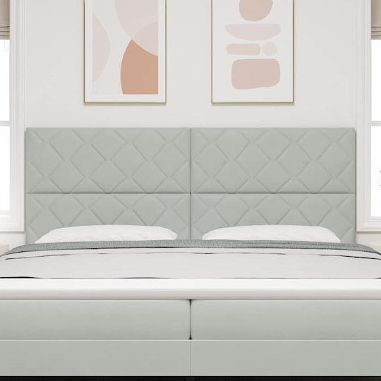 vidaXL Табла за легло Текстил Bright Grey 200см
