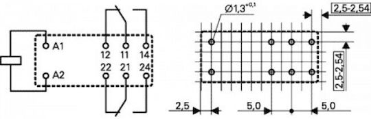 Relay Mini 2P 24V DC 8A RT424024 Tyc