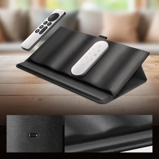 Spigen Sgp Ld401 Универсален Държач Органайзер За Дистанционни Кожен Caddy 4 Разделителя Магнитна Поставка Черен Ahp09277