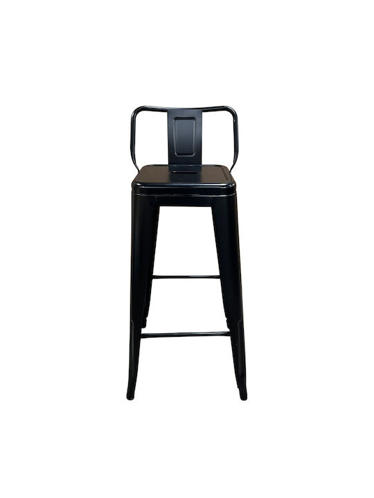 Stool Bar with Backrest Metallic Matte Black 43x43x94cm