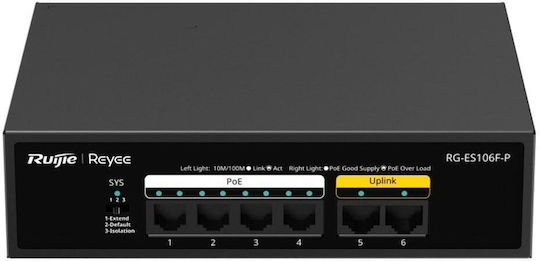 Ruijie RG-ES106F-P Unmanaged L2 PoE Switch με 6 Θύρες Ethernet