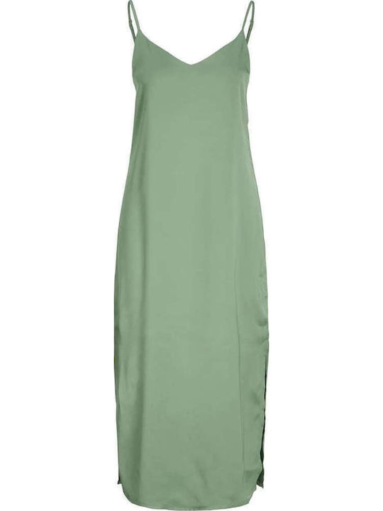 Summer Midi Dress Satin Wrap Pastel Green