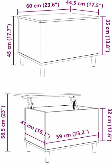 Square Central Wooden Coffee Table Brown M60xW44.5xH45cm