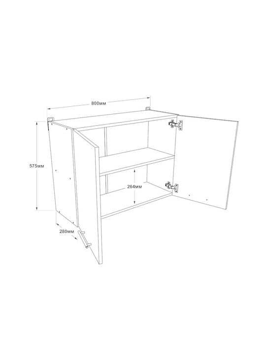 Cabinet Wall Sonoma Oak, Alba 80x30x58cm