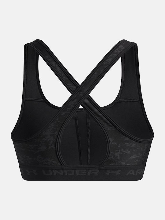 Under Armour Crossback Mid Print Women's Bra without Padding Black Under Armour Crossback Mid Print Women's Bra without Padding Black