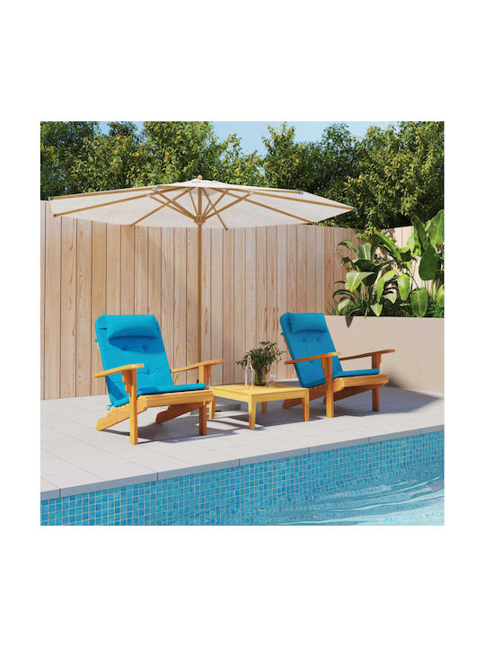 vidaXL Waterproof Garden Chair Cushion with Backrest Light Blue 2pcs 58x126cm