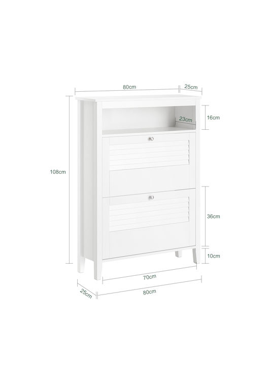 Wooden Shoe Organizer White 80x25x108cm