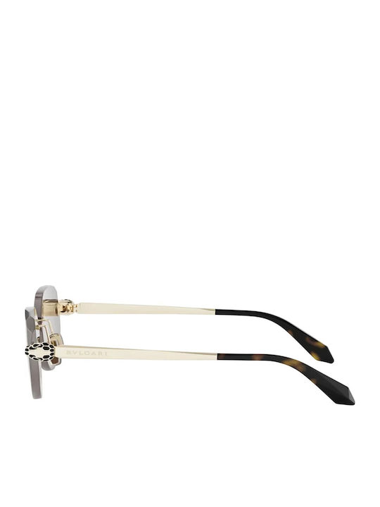 Bvlgari Unisex Sunglasses with Gold Metal Frame and Brown Lens