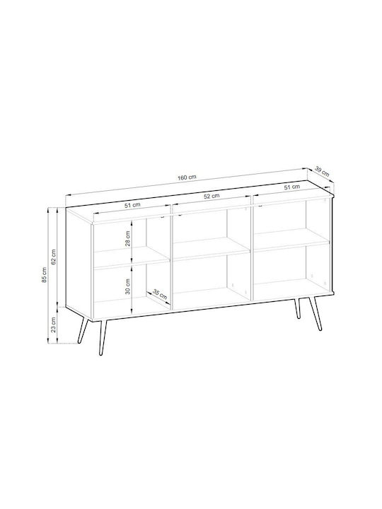 Bufet Oro din Metal cu Sertare Cărbune de lemn 160x85x39cm