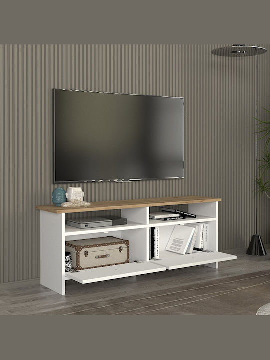 Έπιπλο Τηλεόρασης Gradias Λευκό - Sapphire Oak Μ120xΠ29.6xΥ46.8cm