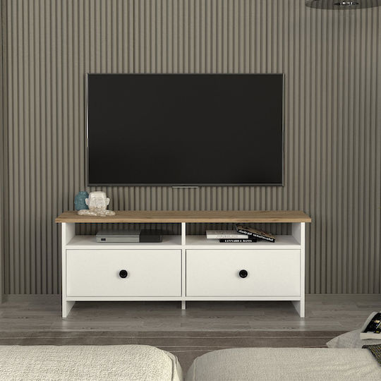 Έπιπλο Τηλεόρασης Gradias Λευκό - Sapphire Oak Μ120xΠ29.6xΥ46.8cm