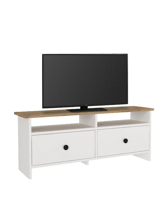 Έπιπλο Τηλεόρασης Gradias Λευκό - Sapphire Oak Μ120xΠ29.6xΥ46.8cm