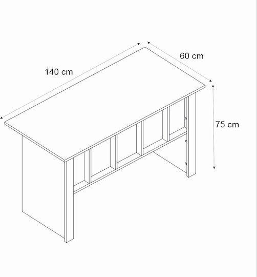 Schreibtisch Nika Holz Sepet Oak - Ανθρακί 140x60x75cm