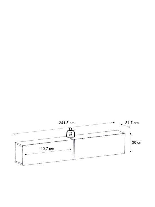 TV Stand Espanse Made of Metal & Wood White Marble Effect L241.8xD31.7xH30cm