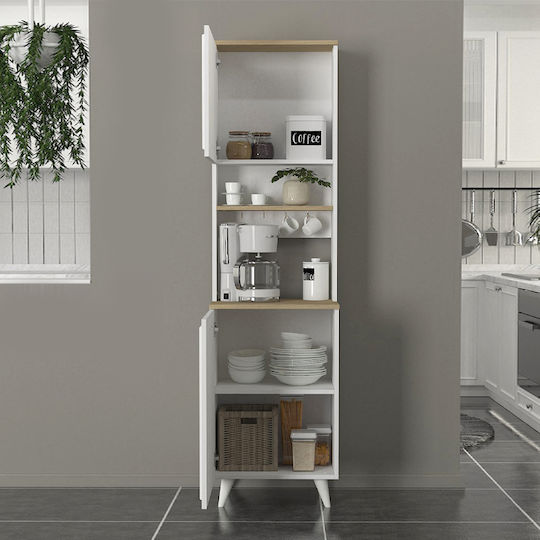Potter 1 Επιδαπέδιο Ντουλάπι Λευκό, Rota Oak 53.4x39.6x196.1εκ. Potter 1 Επιδαπέδιο Ντουλάπι Λευκό, Rota Oak 53.4x39.6x196.1εκ.