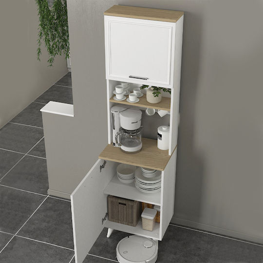 Potter 1 Floor Cabinet White, Rota Oak 53.4x39.6x196.1cm