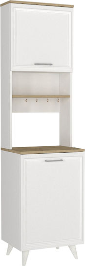 Potter 1 Floor Cabinet White, Rota Oak 53.4x39.6x196.1cm
