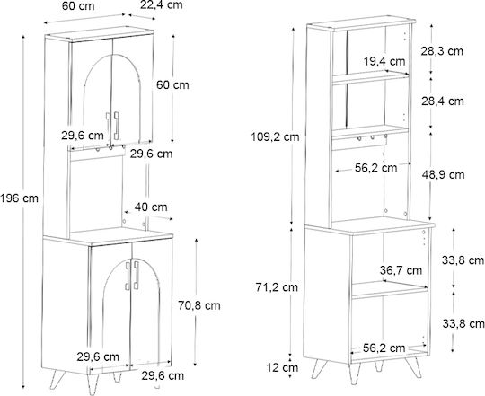 Kalira 2 Λευκό, Rota Oak 60x40x196buc