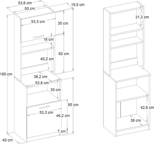 Tuco 1 Floor Cabinet White 53.8x40x180cm