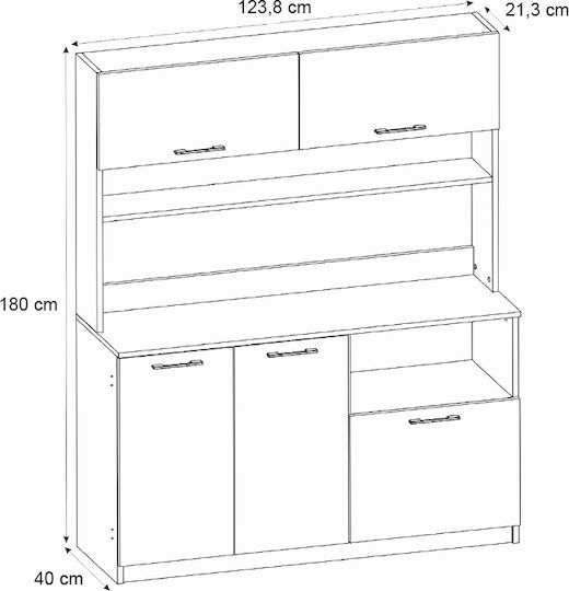 Tuco 3 Επιδαπέδιο Ντουλάπι Λευκό 123.8x40x180εκ.