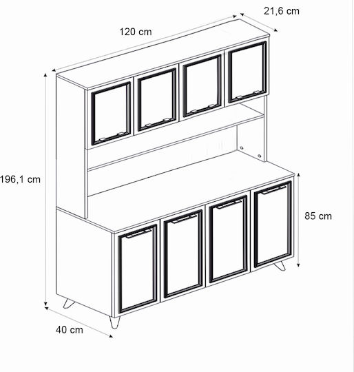 Potter 4 Λευκό, Rota Oak 120x40x196.1buc