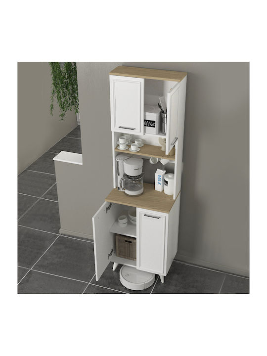 Potter 2 Επιδαπέδιο Ντουλάπι Λευκό, Rota Oak 60x40x196.1εκ.
