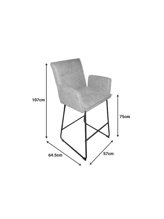 Stool Bar with Backrest Upholstered with Fabric Essential Black 4pcs 57x64.5x107cm