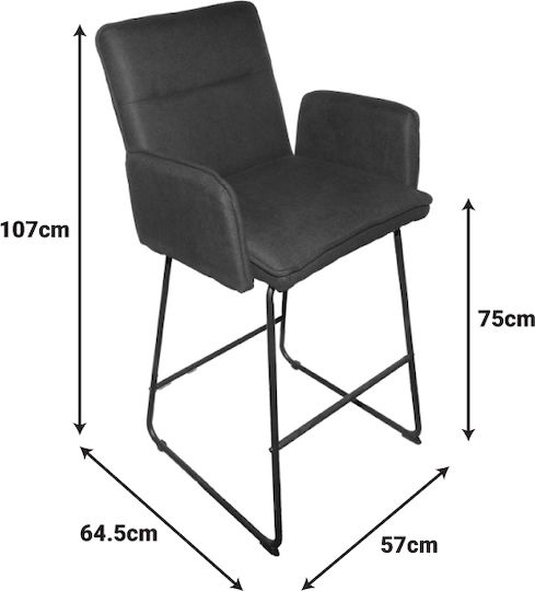 Scaune Bar cu spătar Tapițat cu Țesătură Essential Haki 4buc 57x64.5x107buc