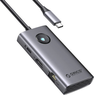 Orico Hub 6 Porturi cu conexiune USB-A / Ethernet Gri