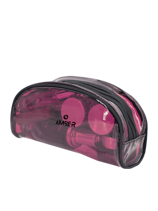 Toiletry Bag Amber Transparent Fuchsia Am2031 21 x 8 x 9 cm