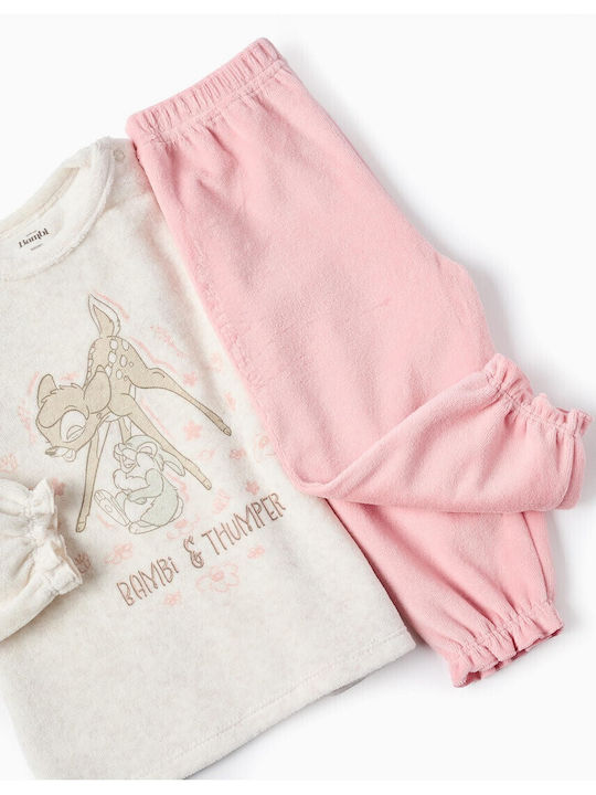 Zippy Детска пижама Зимна Кадифена Μπεζ/ Ροζ Baby Pink