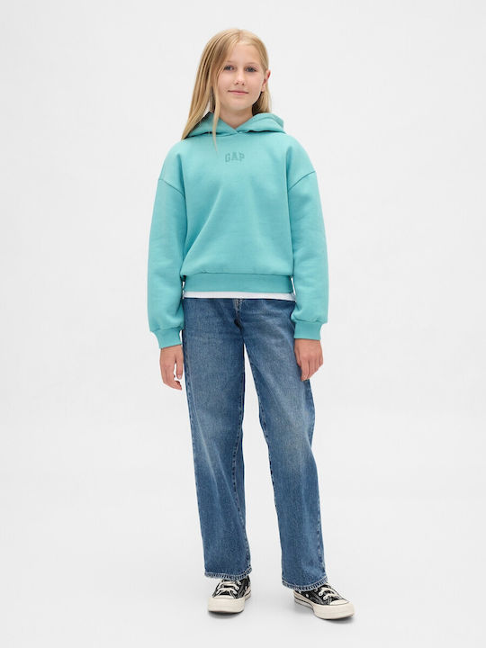 Fleece Kids Sweatshirt with Hood Frostbitten Blue