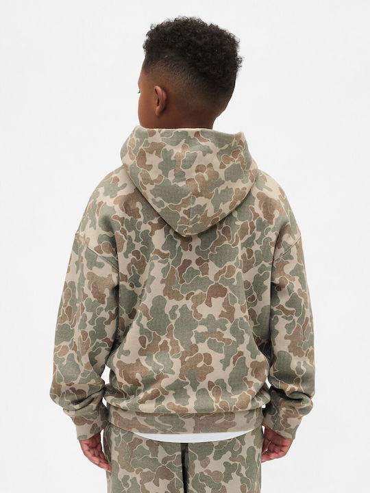 Fleece Παιδικό Φούτερ με Κουκούλα και Τσέπες Neutral Camo