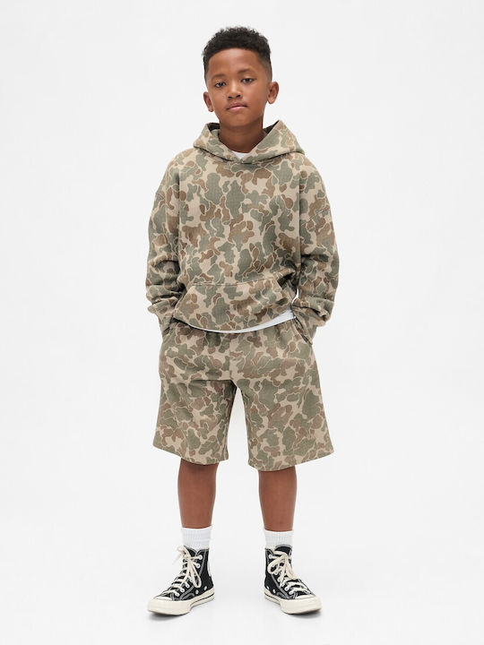 Fleece Παιδικό Φούτερ με Κουκούλα και Τσέπες Neutral Camo