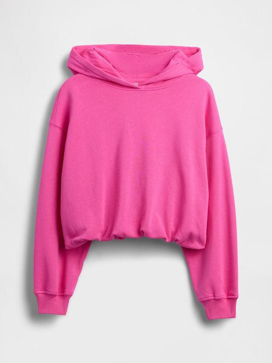 Fleece Kinder-Sweatshirt mit Kapuze Happy Rosa