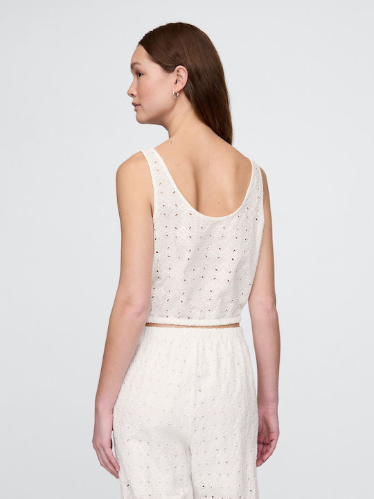 Γυναικείο Crop Top Βαμβακερό Ριγέ Off White