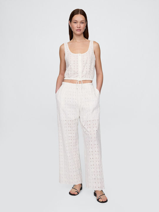 Γυναικείο Crop Top Βαμβακερό Ριγέ Off White